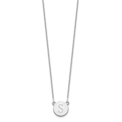 14k White Gold Round Initial Necklace