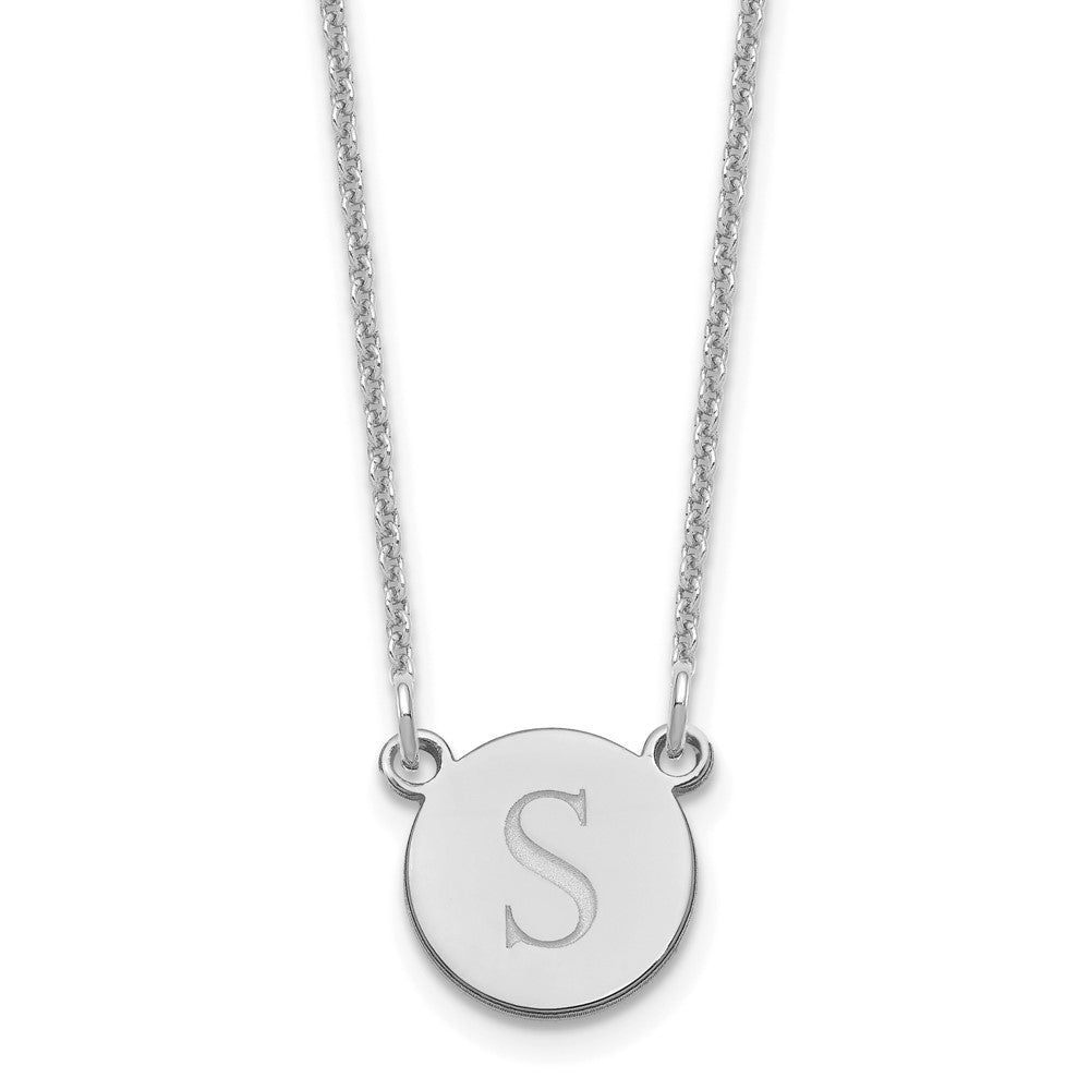 10k White Gold Round Initial Necklace