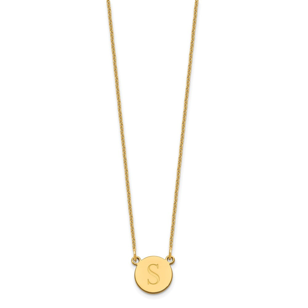 14k Yellow Gold Round Initial Necklace