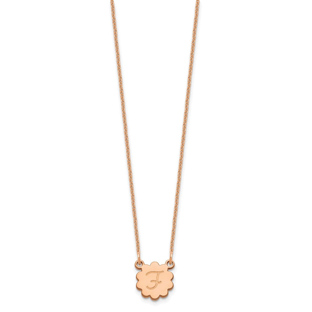 14K Rose Gold Initial Flower Necklace