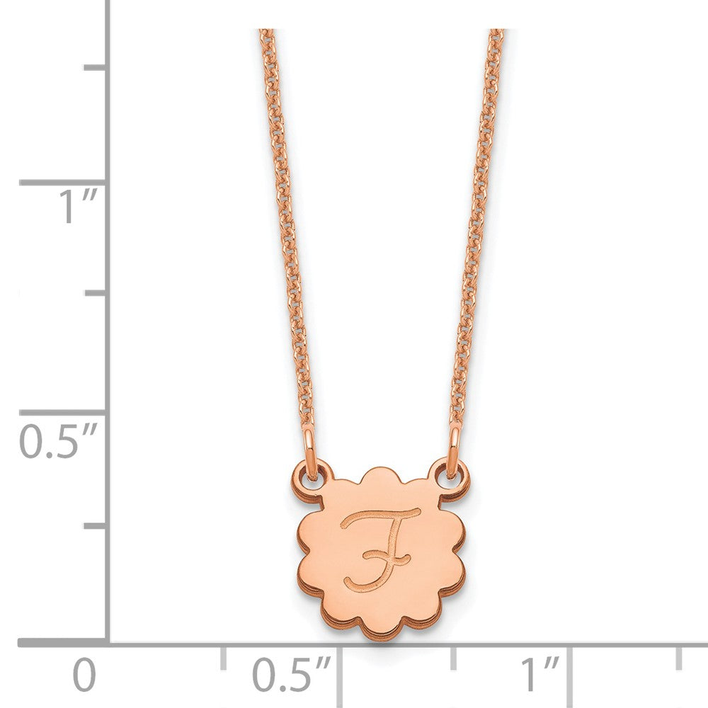 14K Rose Gold Initial Flower Necklace