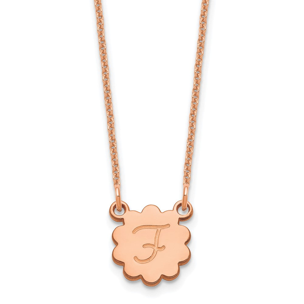 14K Rose Gold Initial Flower Necklace
