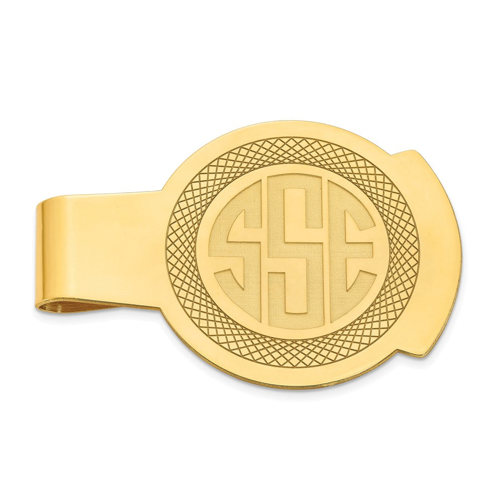 SS/Gold-plated Recessed Letter Monogram Round Money Clip