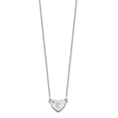 10k White Gold Initial Heart with Diamond Necklace