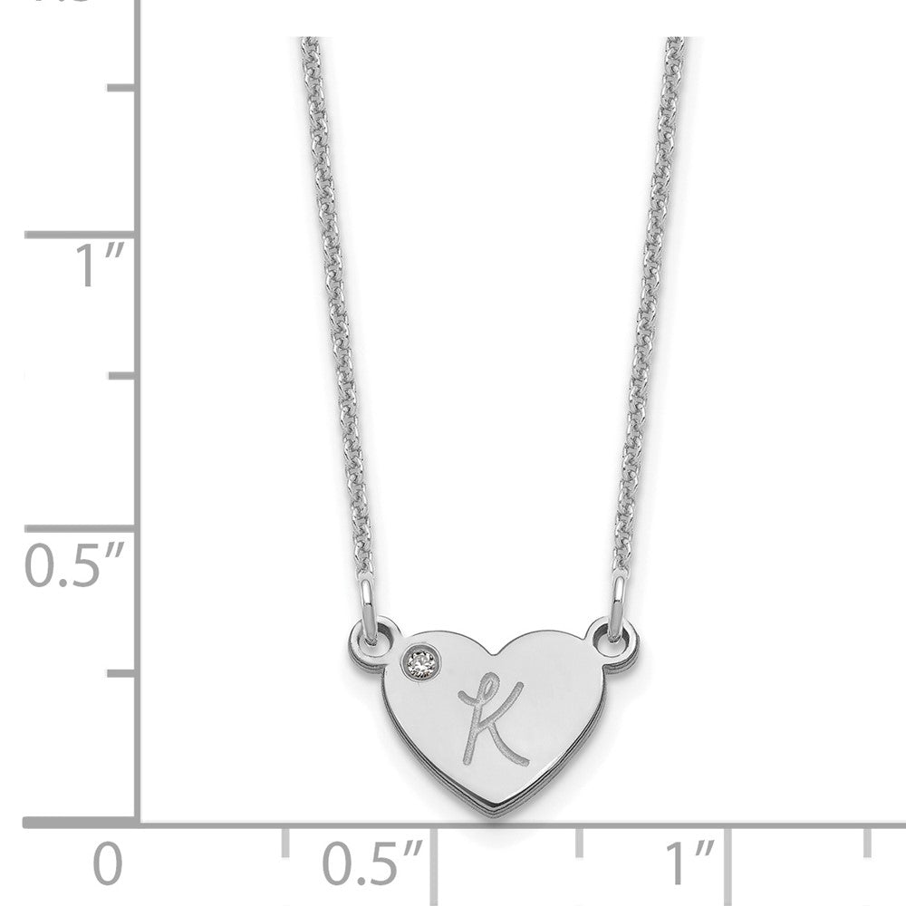 10k White Gold Initial Heart with Diamond Necklace