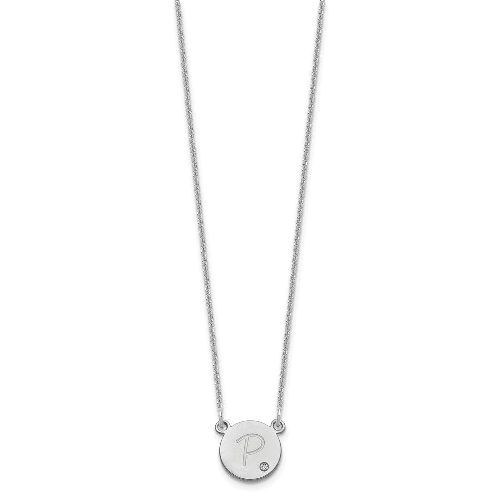 10k White Gold Round Initial with Diamond Necklace