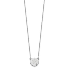 14k White Gold Round  Initial with Diamond Necklace