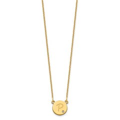 14k Yellow Gold Round Initial with Diamond Necklace