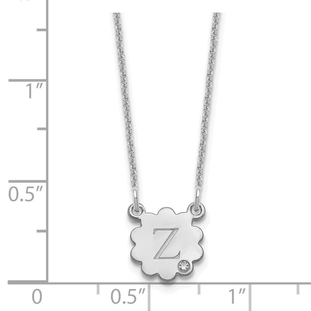 14KW Initial Flower with Diamond Necklace