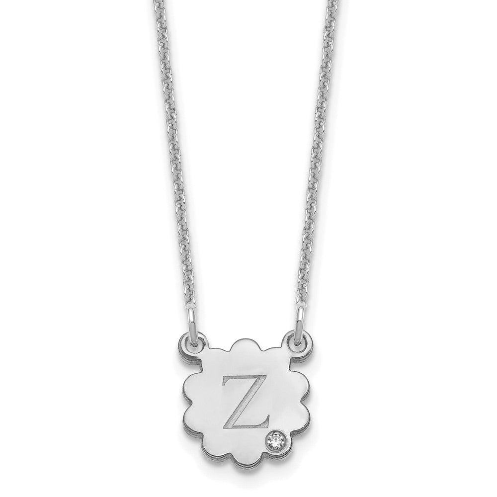 14KW Initial Flower with Diamond Necklace