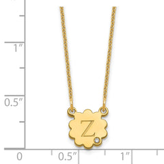 14KY Initial Flower with Diamond Necklace