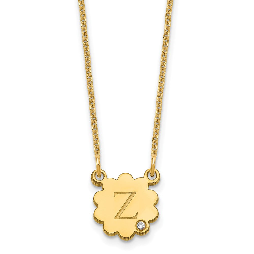 14KY Initial Flower with Diamond Necklace