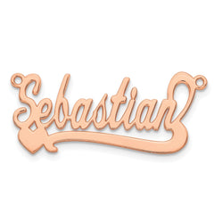 Sterling Silver/rose-plated Polished Heart Name Plate