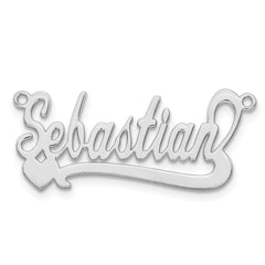 14k White Gold Polished Heart Name Plate - 6