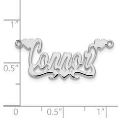 Sterling Silver/Rhodium-plated Polished Hearts Name Plate