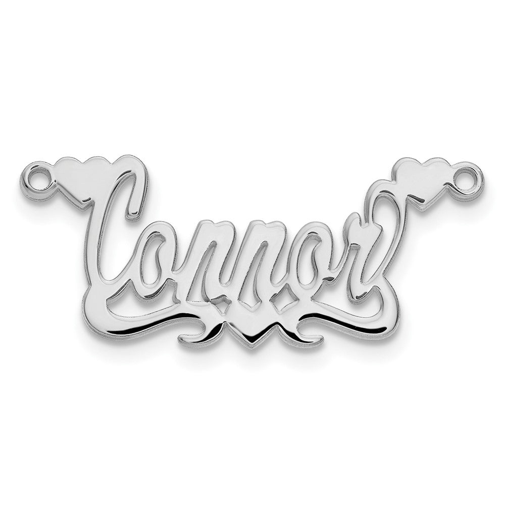 10k White Gold Polished Hearts Name Plate