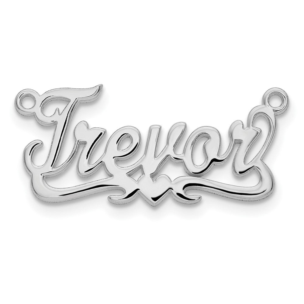 Sterling Silver/Rhodium-plated Polished Heart Name Plate - 4
