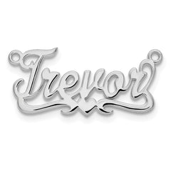 Sterling Silver/Rhodium-plated Polished Heart Name Plate - 4