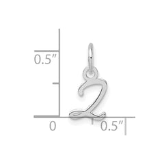 14K White Gold Uppercase Letter Z Initial Charm