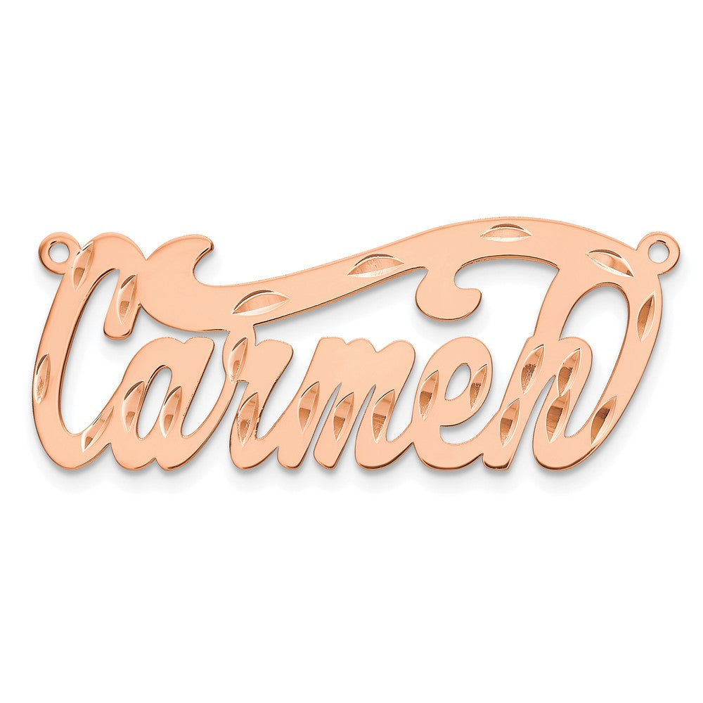 14k Rose Gold Diamond-cut Name Plate - 4