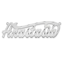 Sterling Silver/Rhodium-plated Diamond-cut Name Plate - 6
