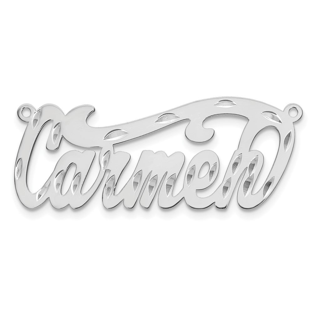 10k White Gold Diamond-cut Name Plate - 2