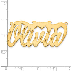 Sterling Silver/Gold-plated Diamond-cut Heart Name Plate - 3