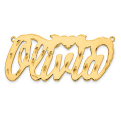 Sterling Silver/Gold-plated Diamond-cut Heart Name Plate - 3