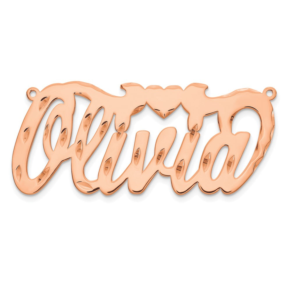 14k Rose Gold Diamond-cut Heart Name Plate - 5