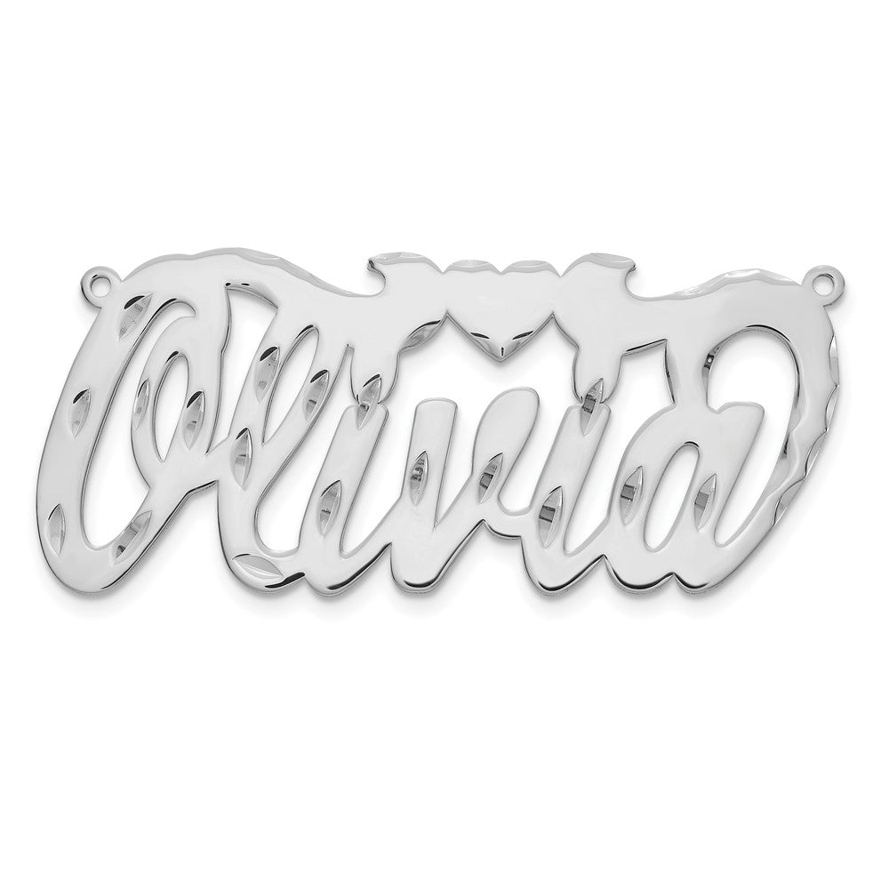 Sterling Silver/Rhodium-plated Diamond-cut Heart Name Plate - 7