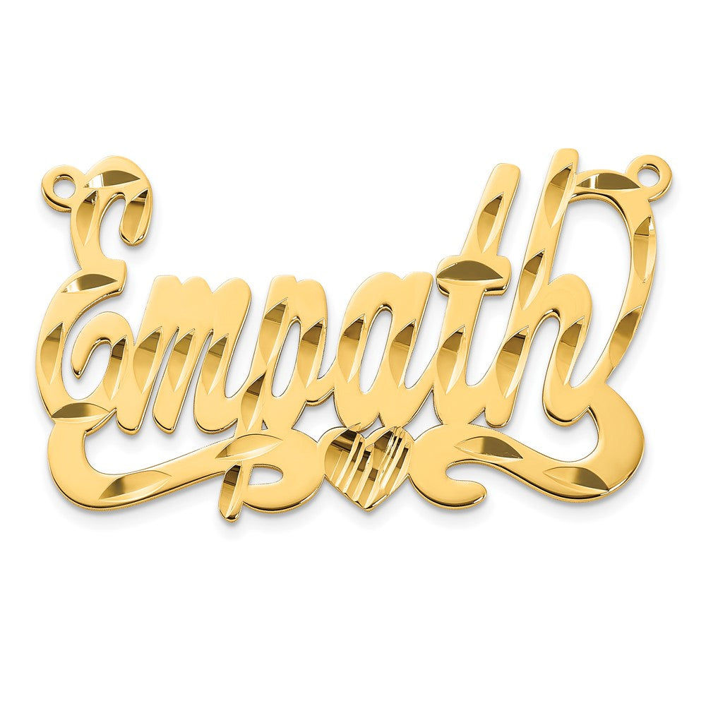 14k Yellow Gold Diamond-cut Heart Name Plate