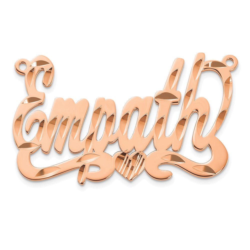 Sterling Silver/Rose-plated Diamond-cut Heart Name Plate - 7