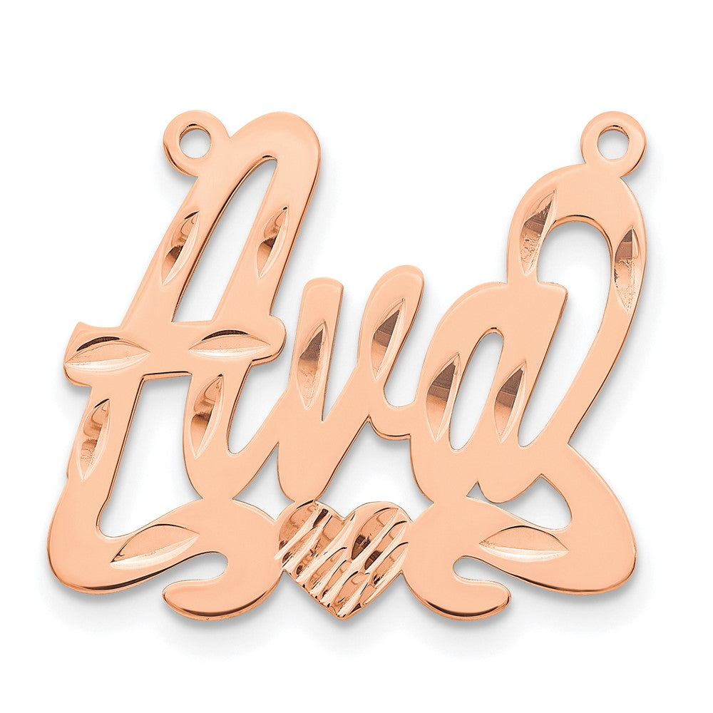 10k Rose Gold Diamond-cut Heart Name Plate