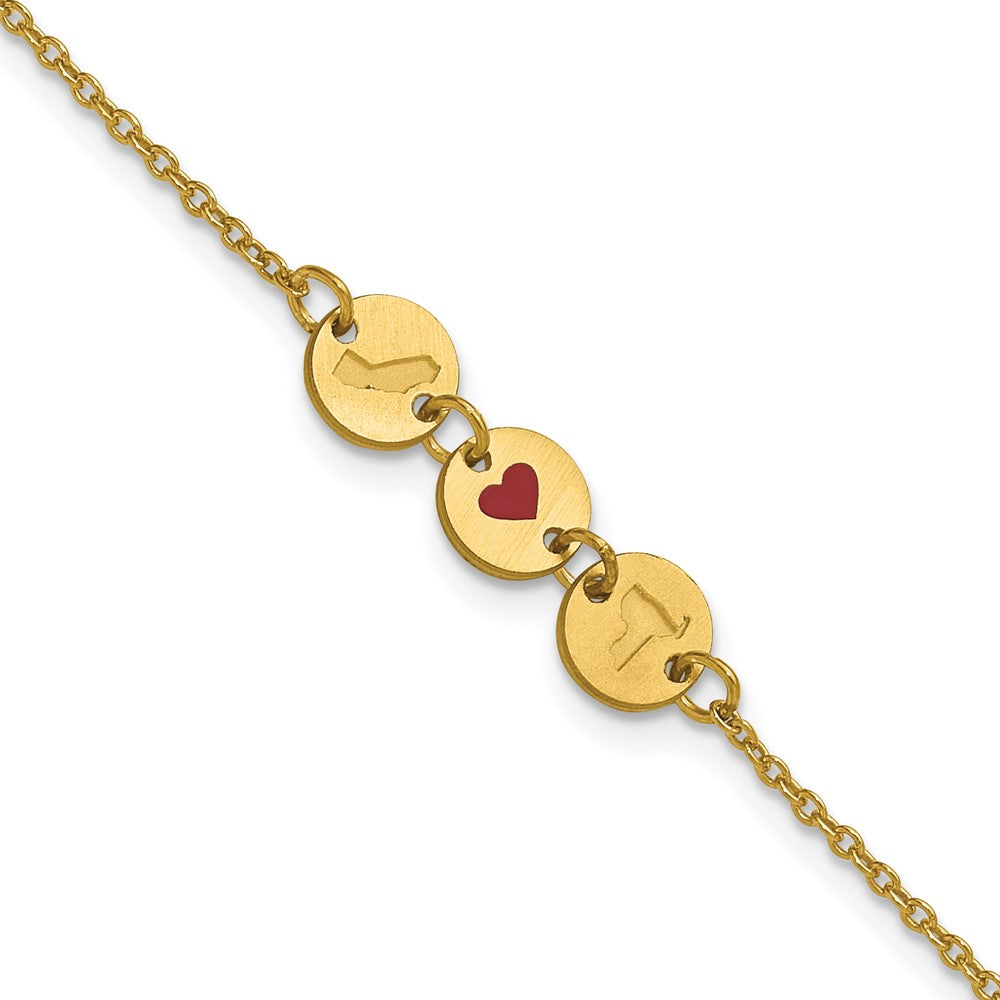 Sterling Silver/Gold-Plated State Heart State Disc Bracelet