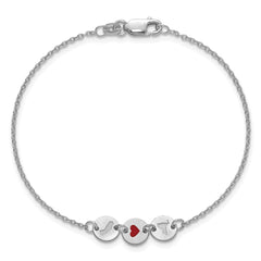 Sterling Silver/Rhodium-plated State Heart State Disc Bracelet