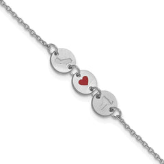 Sterling Silver/Rhodium-plated State Heart State Disc Bracelet