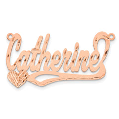 Sterling Silver/Rose-plated Diamond-cut Heart Name Plate - 6