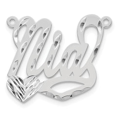 Sterling Silver/Rhodium-plated Diamond-cut Heart Name Plate - 8