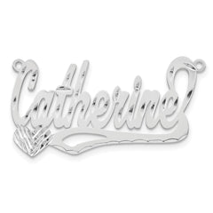 Sterling Silver/Rhodium-plated Diamond-cut Heart Name Plate - 8