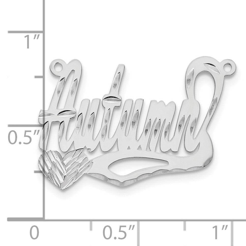 10k White Gold Diamond-cut Heart Name Plate