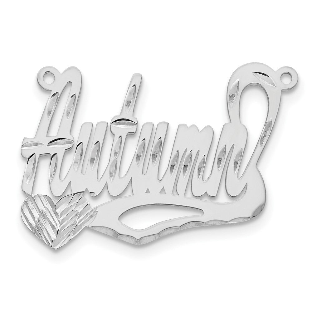 Sterling Silver/Rhodium-plated Diamond-cut Heart Name Plate - 8