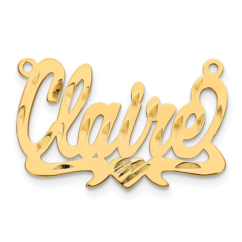 14k Yellow Gold Diamond-cut Heart Name Plate - 3