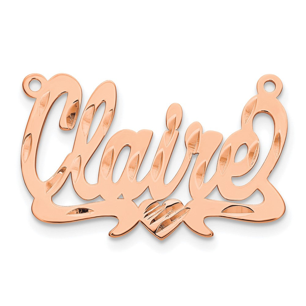 Sterling Silver/Rose-plated Diamond-cut Heart Name Plate - 8