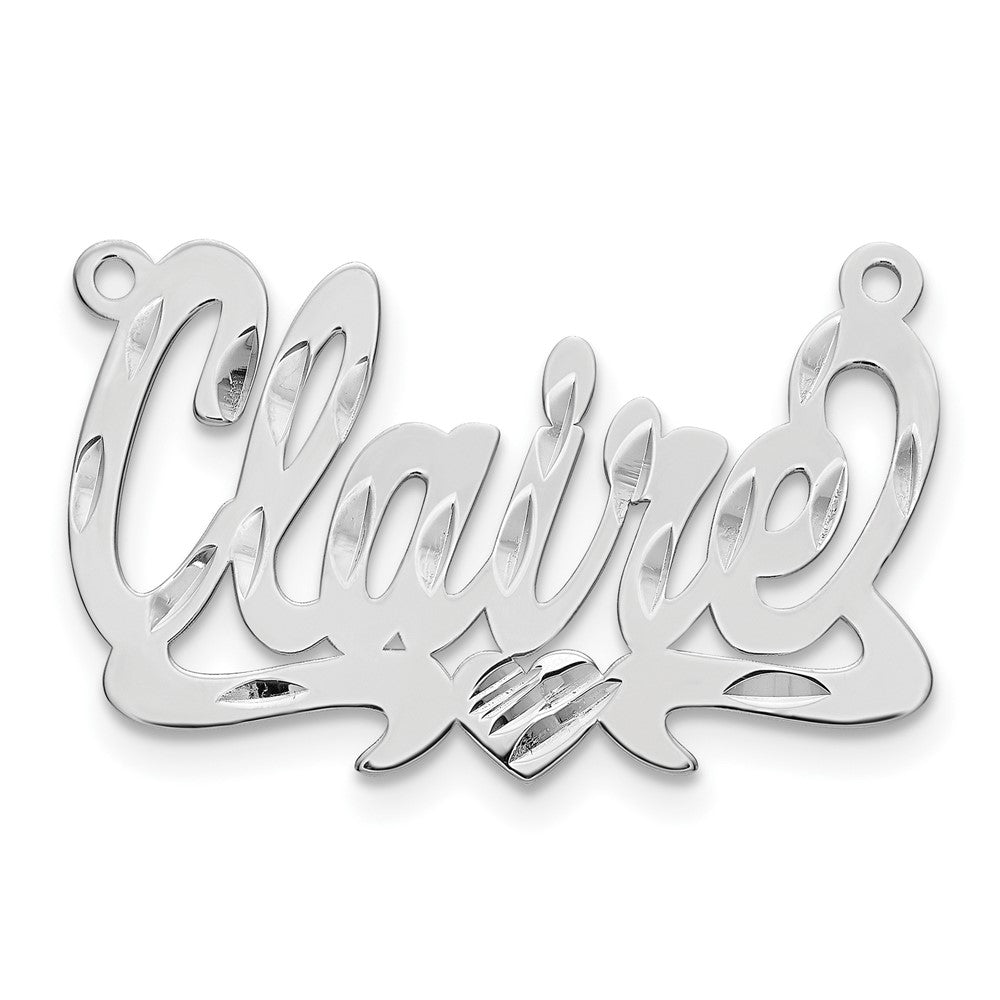 14k White Gold Diamond-cut Heart Name Plate - 6