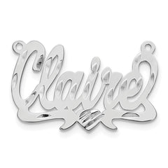 14k White Gold Diamond-cut Heart Name Plate - 6