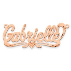 14k Rose Gold Diamond-cut Heart name Plate