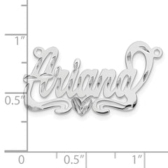 14k White Gold Diamond-cut Heart Name Plate - 7