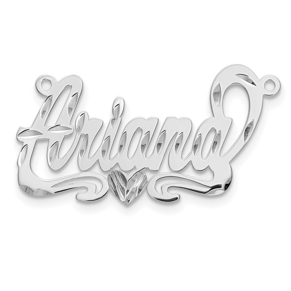 14k White Gold Diamond-cut Heart Name Plate - 7