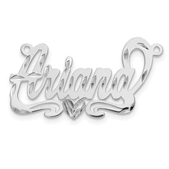 14k White Gold Diamond-cut Heart Name Plate - 7