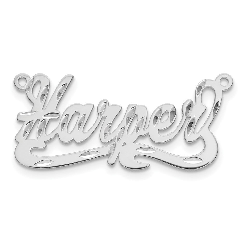 14k White Gold Diamond-cut Name Plate - 6